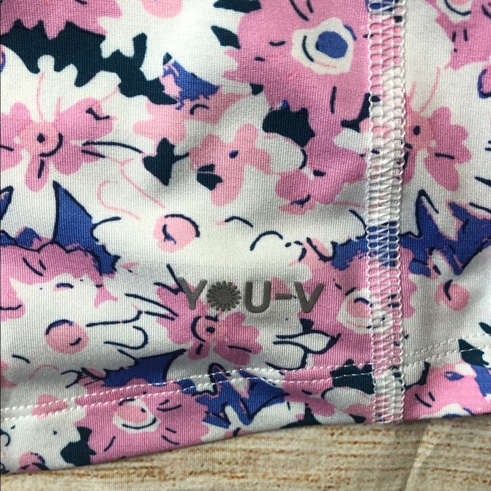 Puma Pink and Blue Floral Long Sleeve Quarter Zip Top - Picture 7 of 8